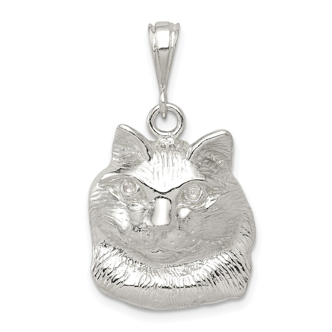 Sterling Silver Cat Charm Pendant Animal Jewelry 22mm x 19mm
